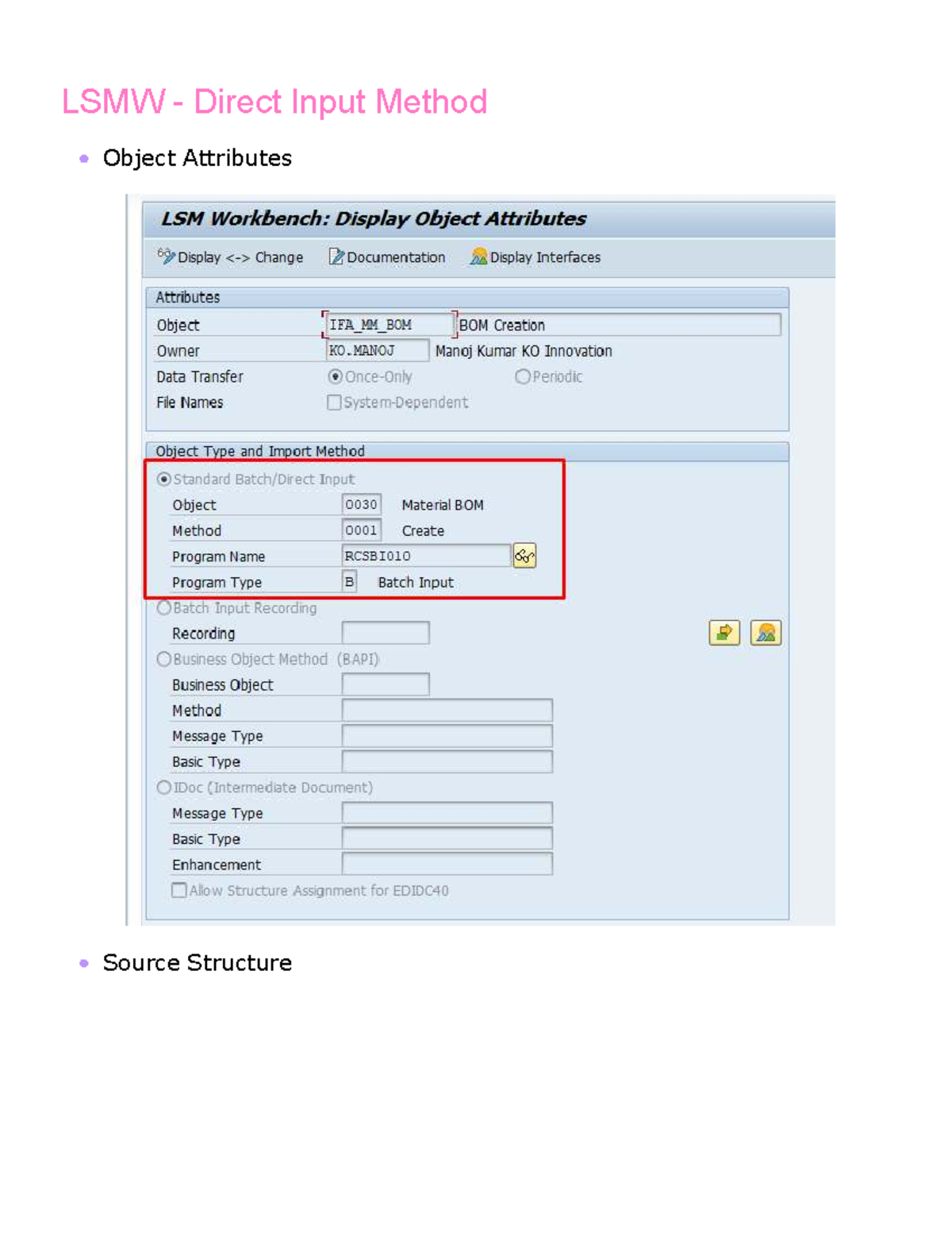 LSMW - Direct Input Method - SAP Basis - LSMW - Direct Input Method ...