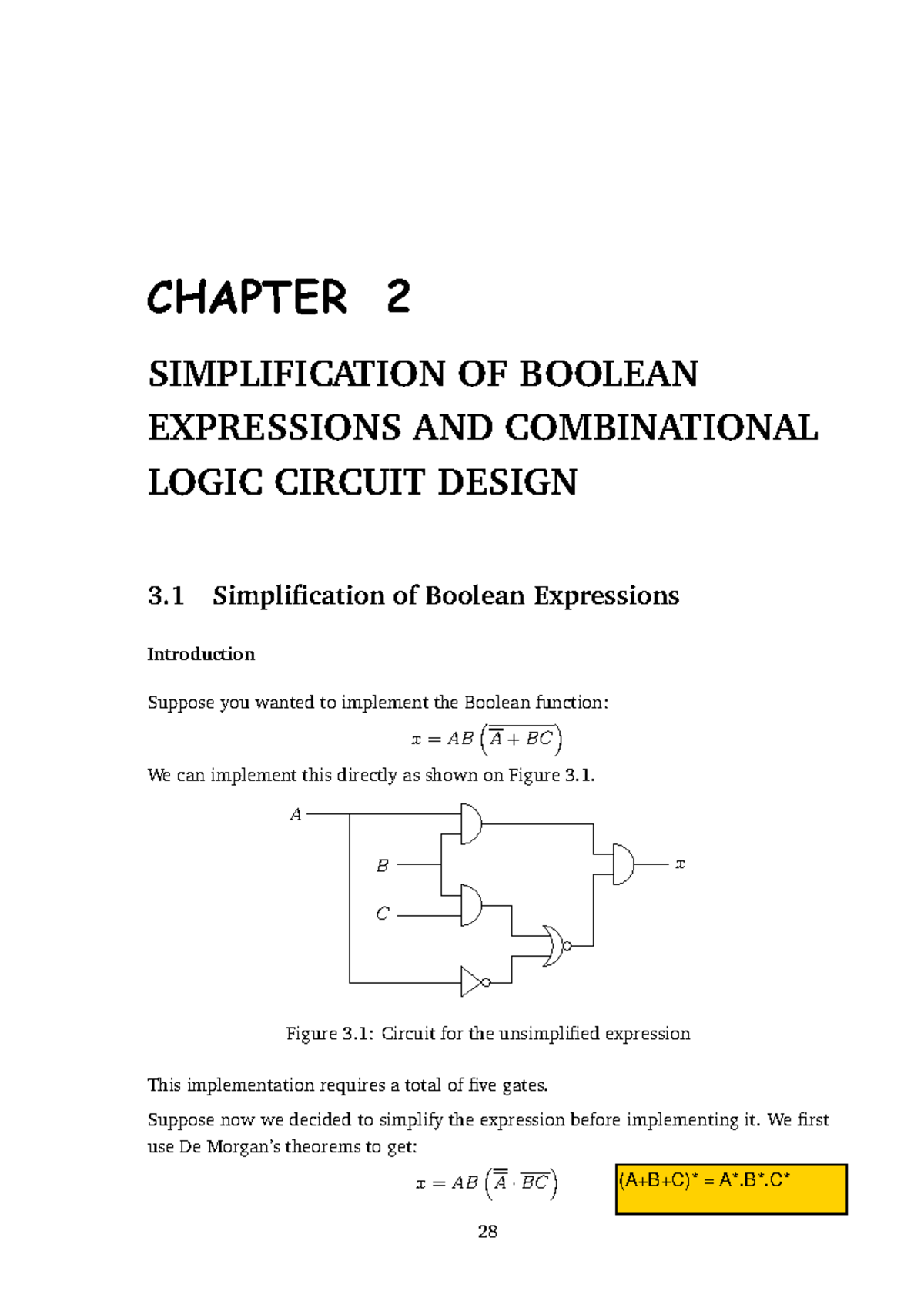 Chapter 2: Simplifying Boolean Expressions & Combinational Logic Design ...