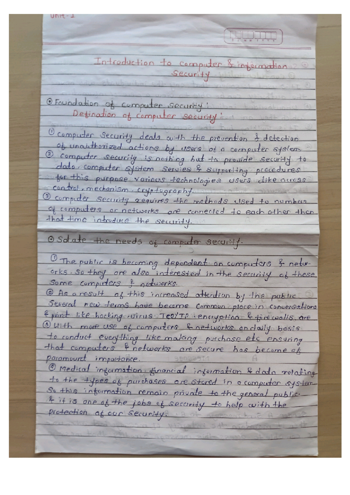 NIS 1ST Chapter - Study Notes on Computer Security Principles - Studocu