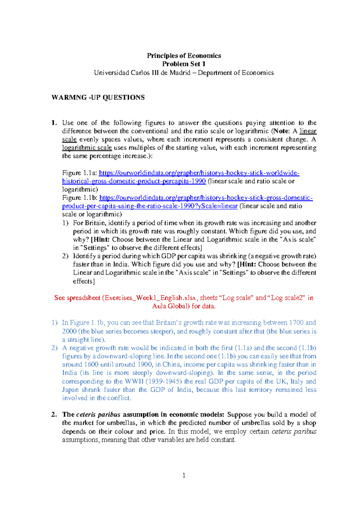 ECO1002 Principles Problem Set 1 Solutions for Growth Rates - Studocu
