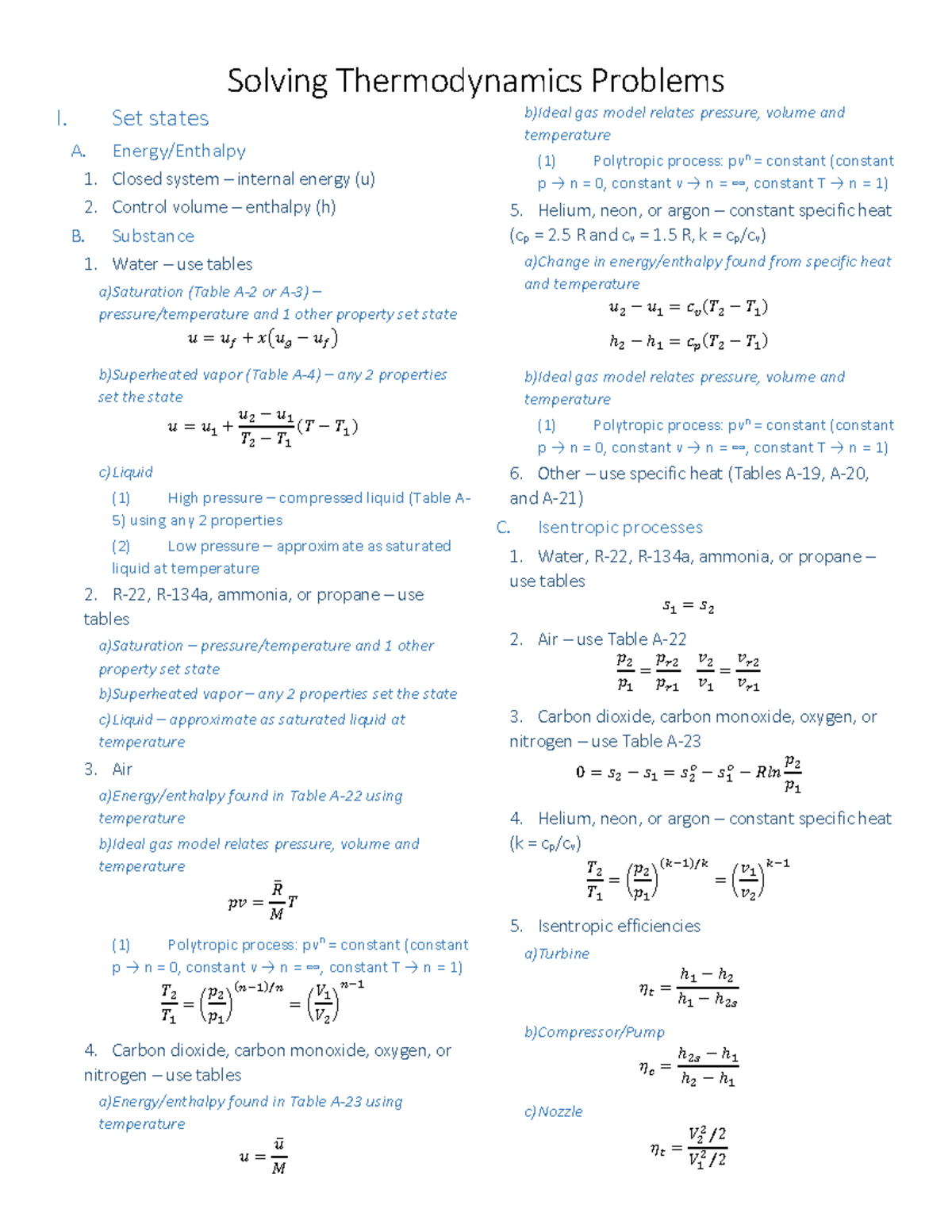 Thermodynamics Problem Solving Flow Chart: Key Concepts & Methods - Studocu