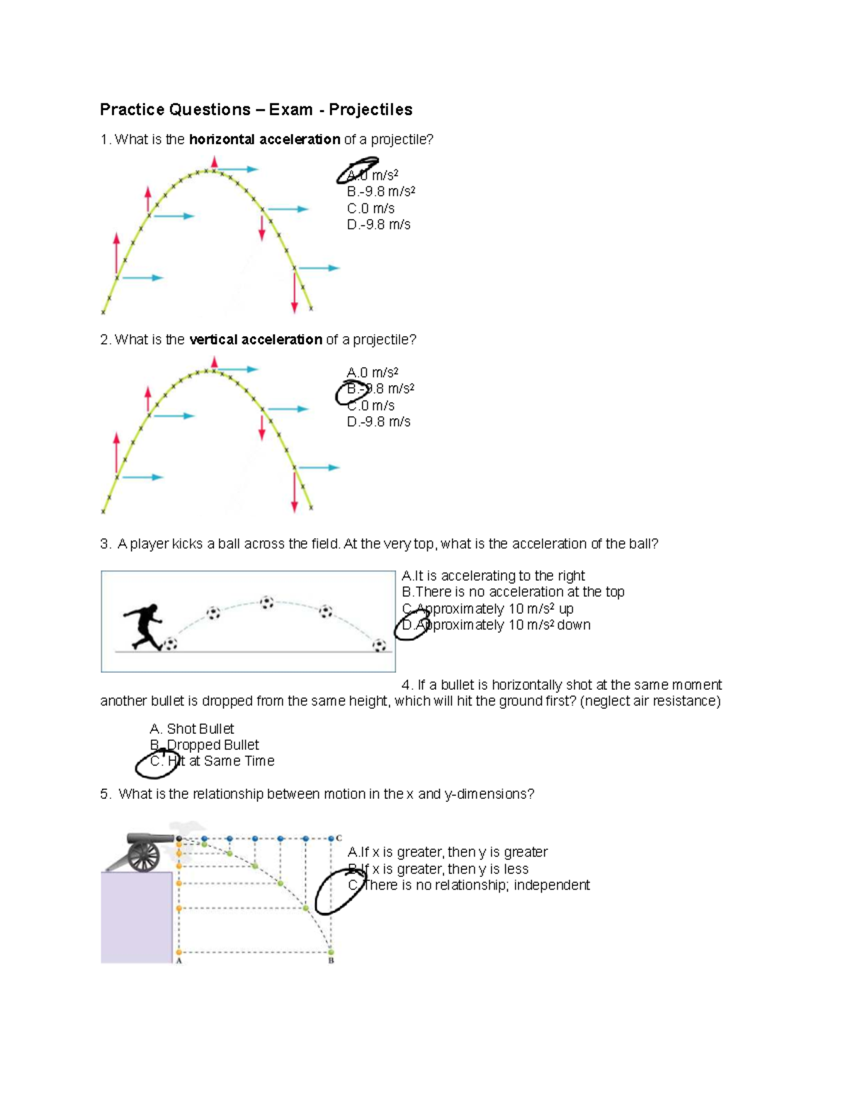 Practice Questions Exam - Projectiles 3 - Studocu