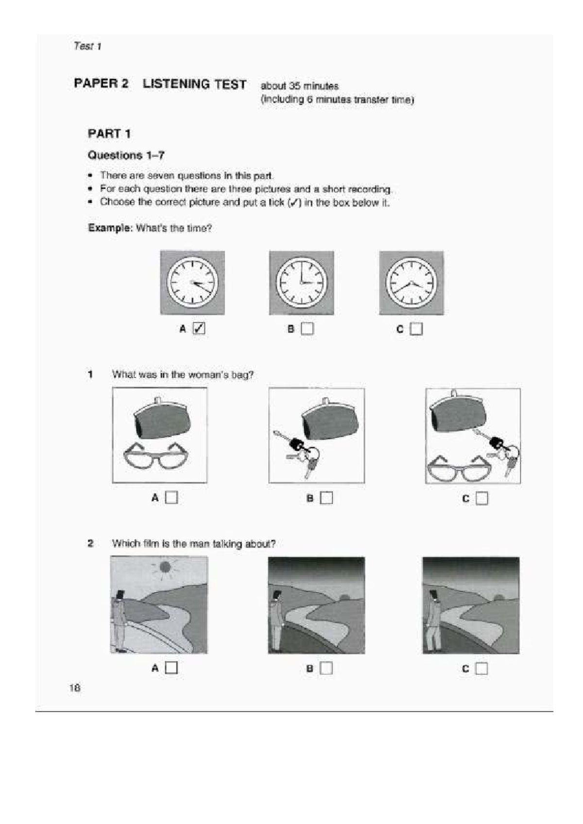 Bài Nghe PET 3 - Listening Test 1 & 2 (PAPER 2) - Studocu