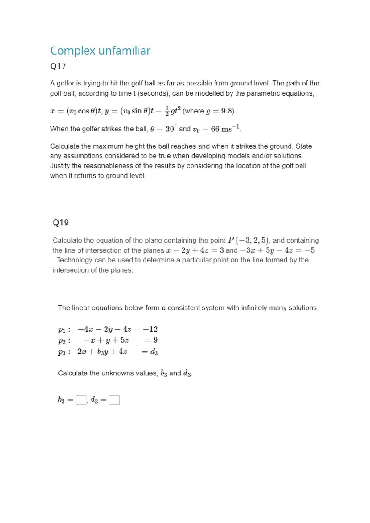 Math 101 Selected Complex Questions on Motion and Population Dynamics ...