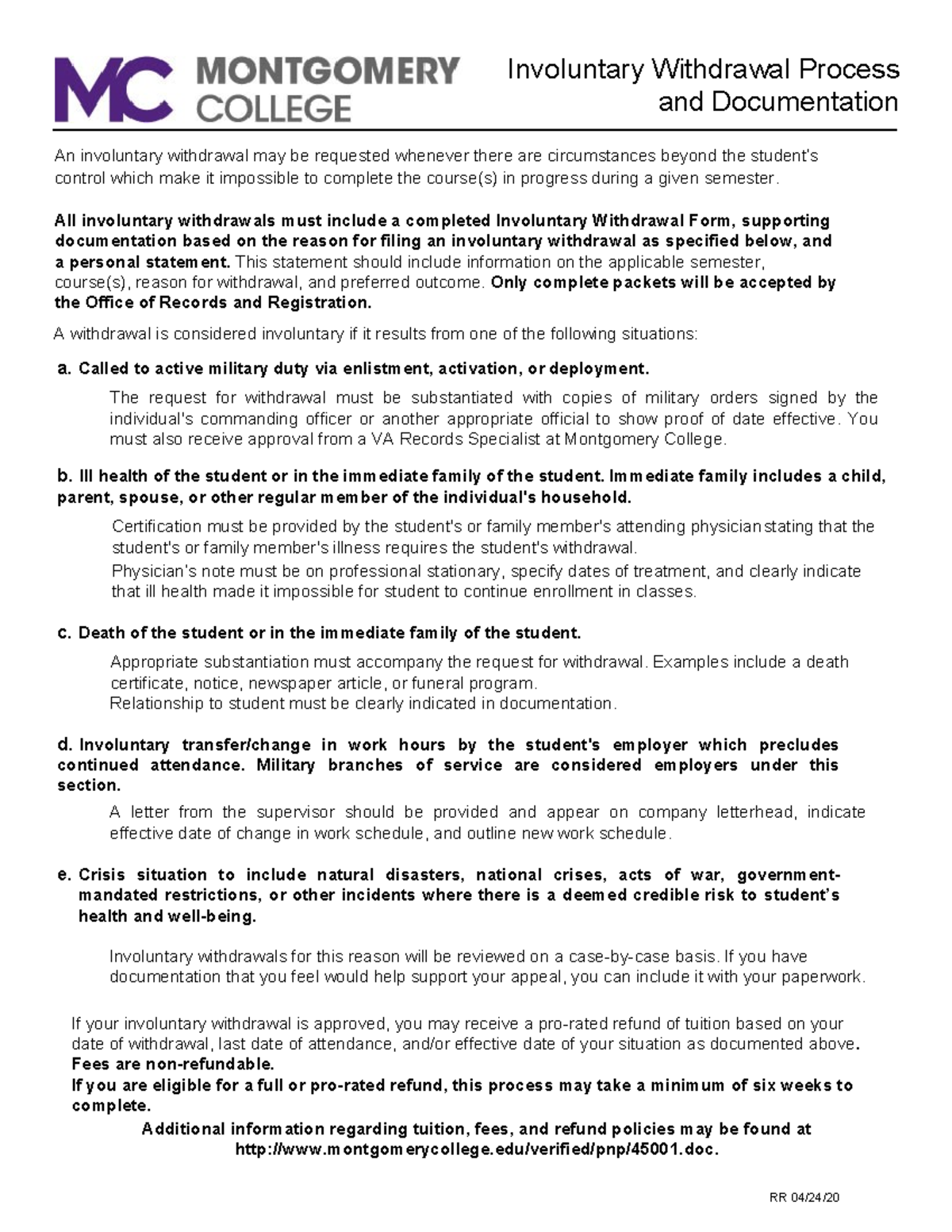 Involuntary Withdrawal Form: Process and Required Documentation - Studocu