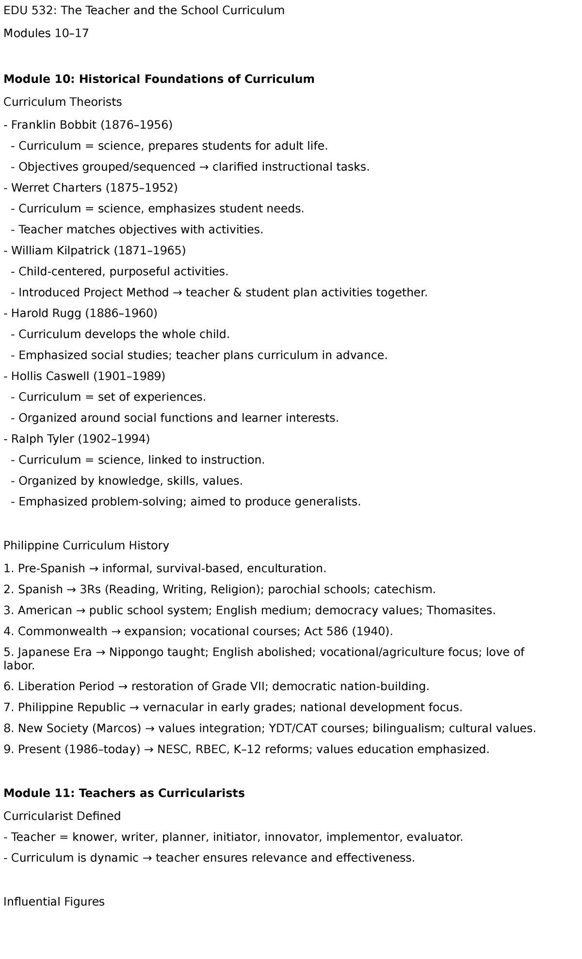 EDU 532: Historical Foundations of Curriculum & Teacher Roles - Studocu