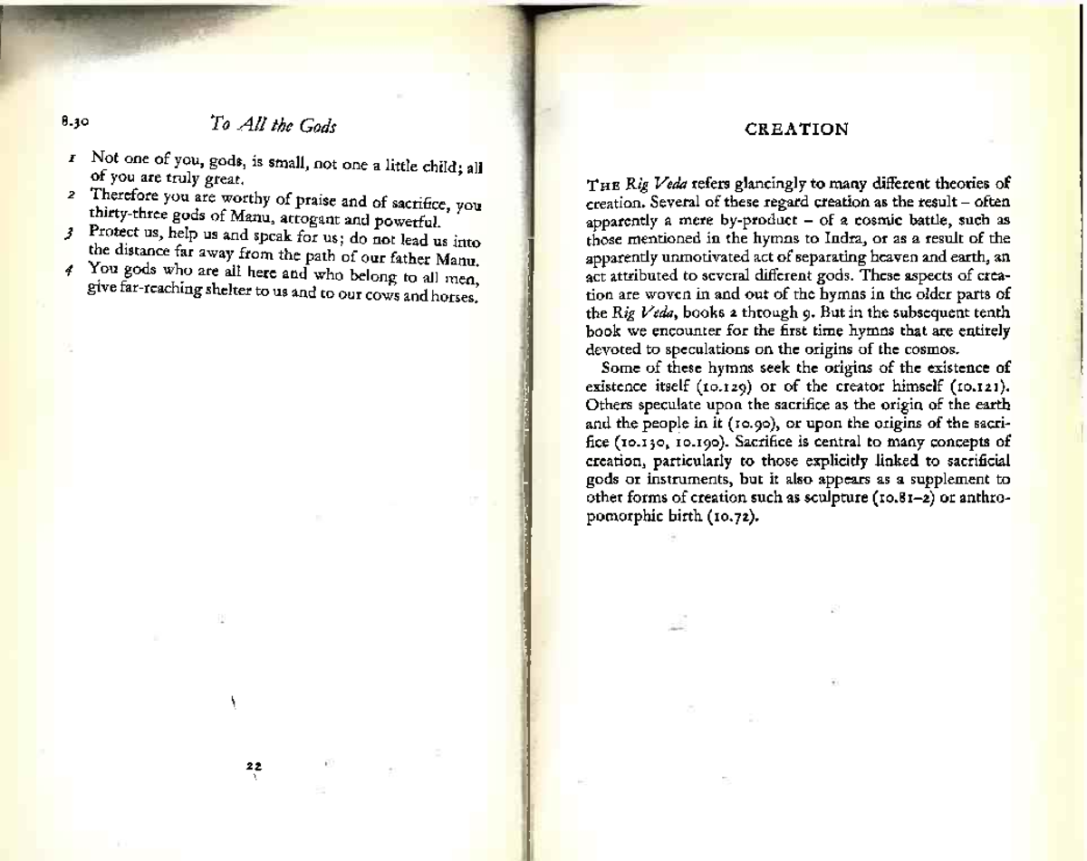 Creation Hymns from the Rig Veda: A Comprehension Guide (8.30) - Studocu