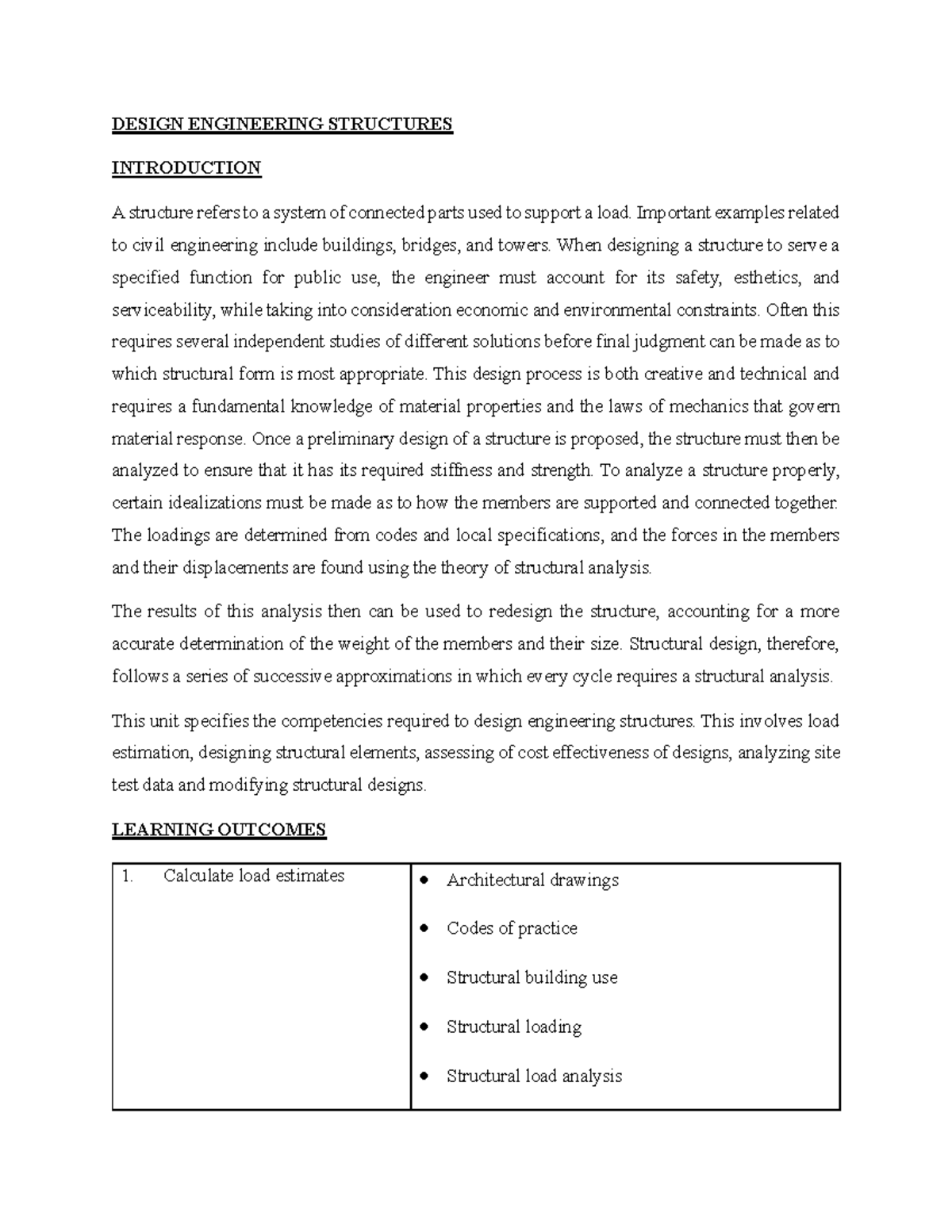 Design Engineering Structures - Course Notes and Analysis Techniques ...