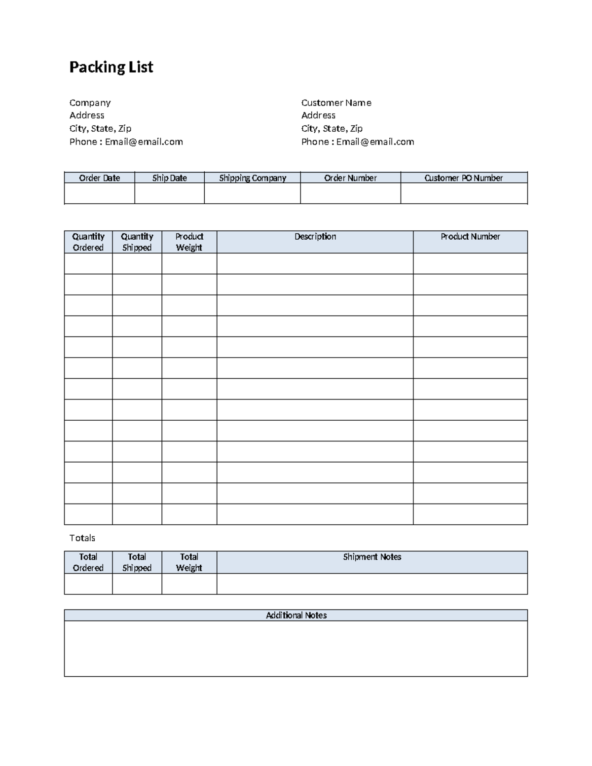 Packing-list-template - international business - Packing List Company ...
