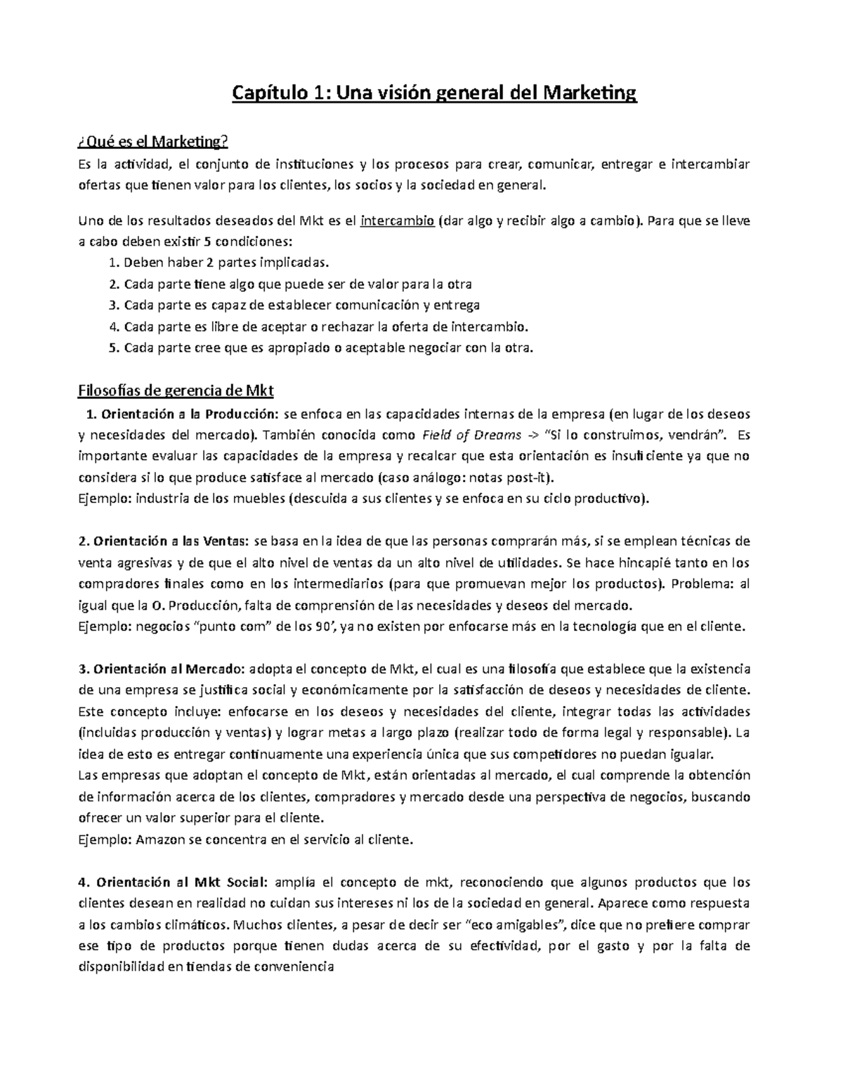 Capítulo 1 - Introducción al Marketing y Sus Orientaciones (Control1 ...