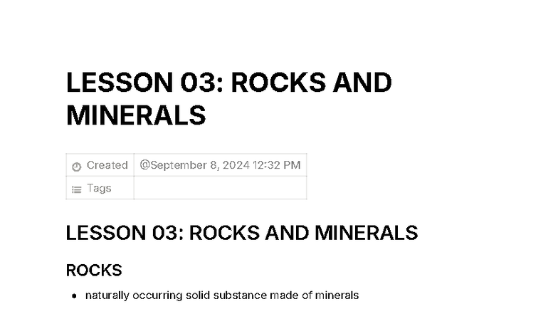 Lesson 03: Rocks and Minerals Overview and Key Concepts - Studocu