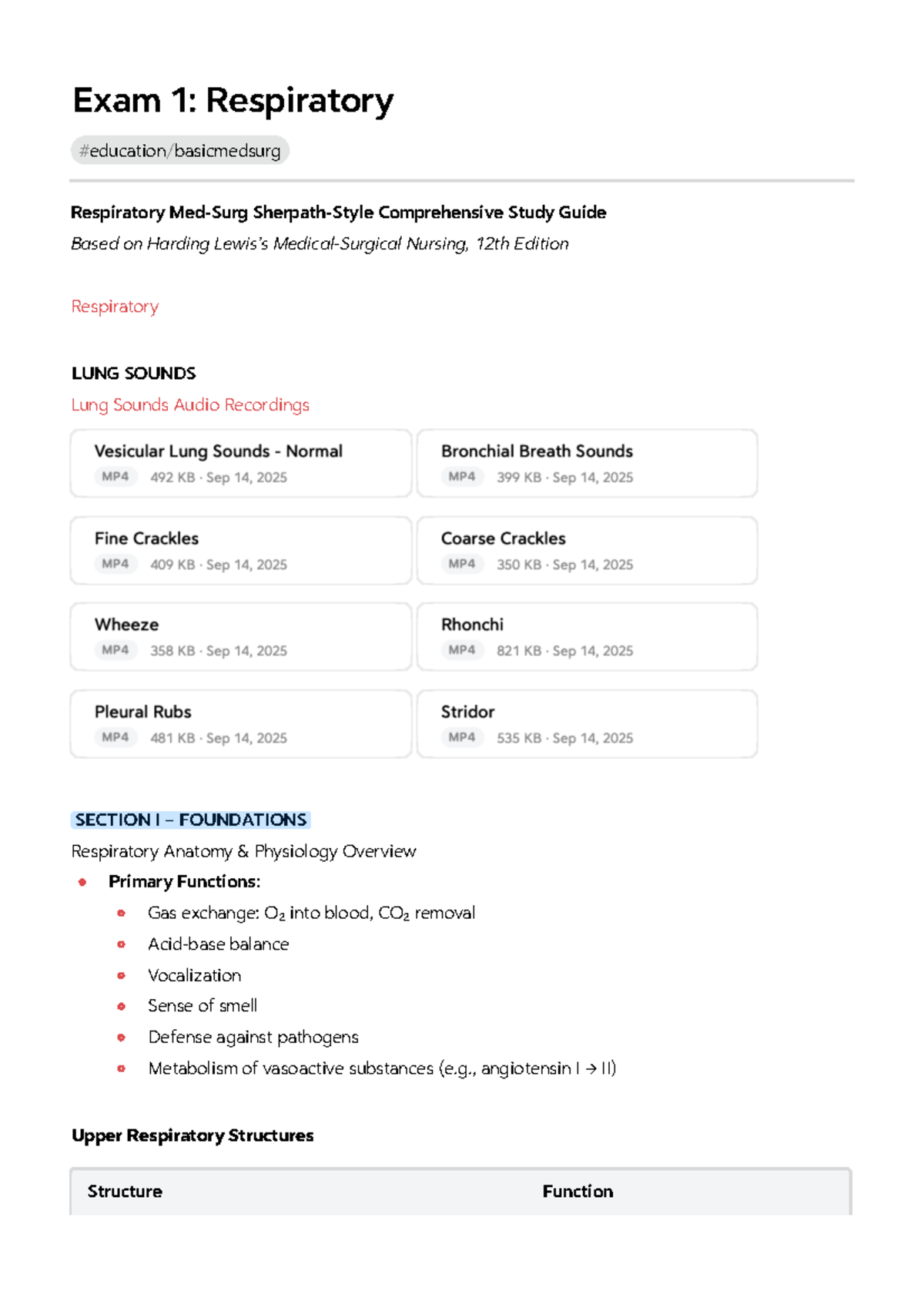 Exam 1: Comprehensive Respiratory Study Guide for Harding Nursing - Studocu