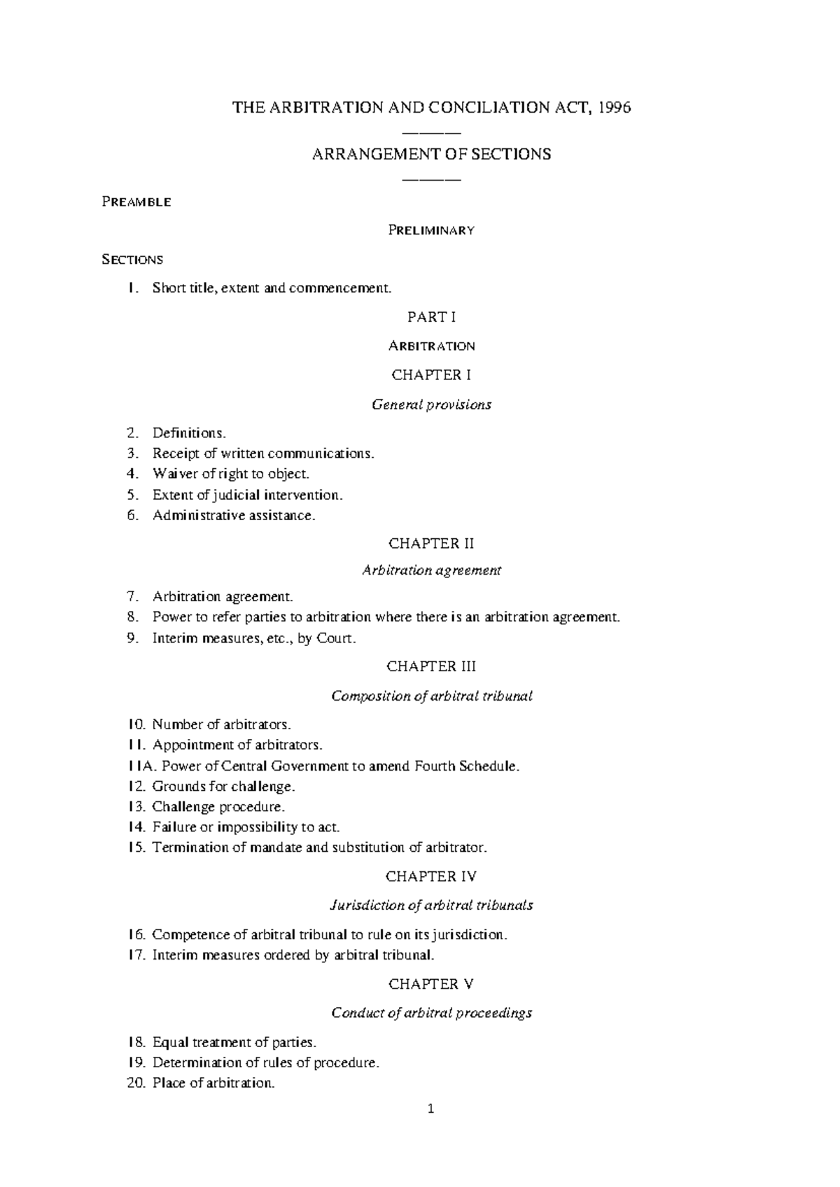 The arbitration and conciliation act, 1996 - THE ARBITRATION AND ...