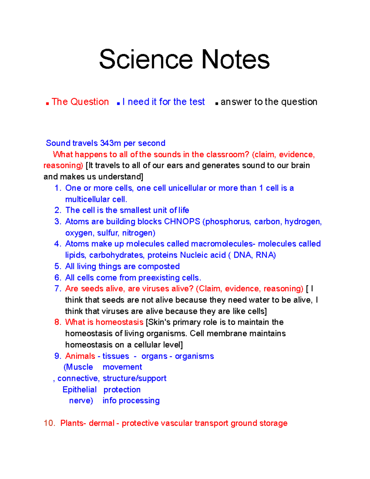 Science Notes - nice - Science Notes .The Question .I need it for the ...