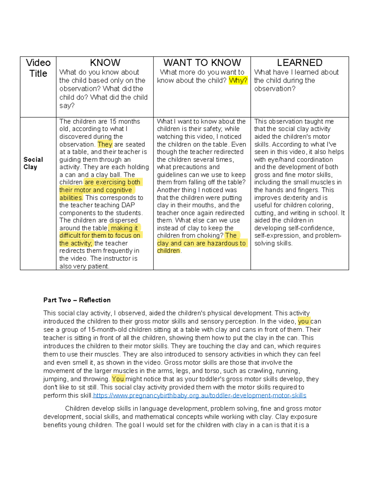 DAP Observation: Social Clay Activity & Child Development Insights ...