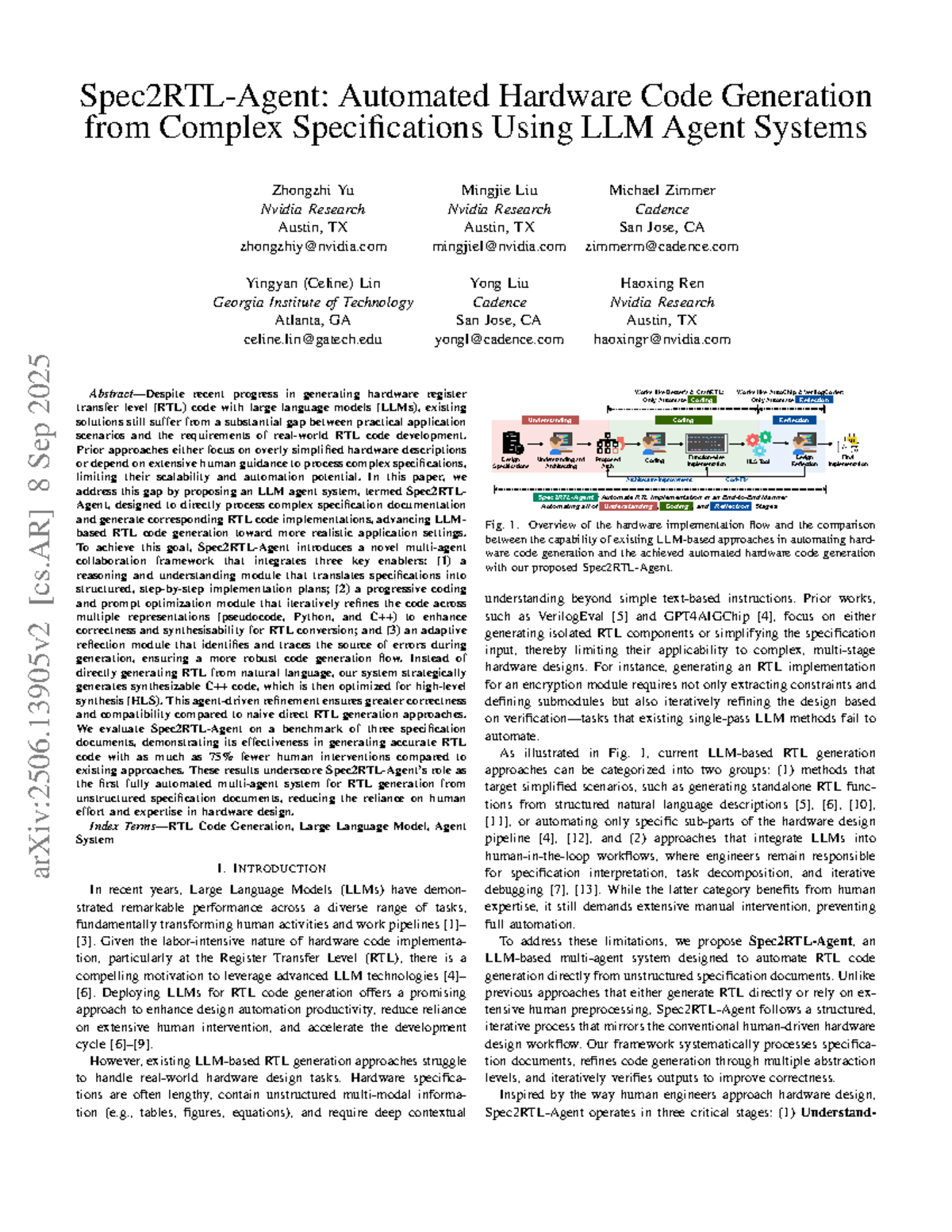 Automated RTL Code Generation from Complex Specs: Spec2RTLAgent (2506 ...