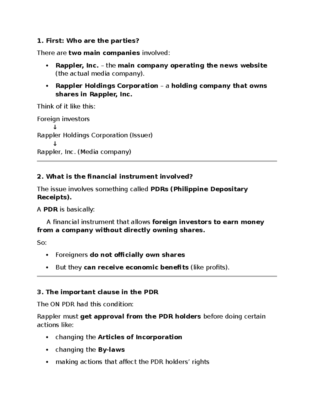 In re Rappler, Inc: SEC Investigation on PDRs and Foreign Control - Studocu