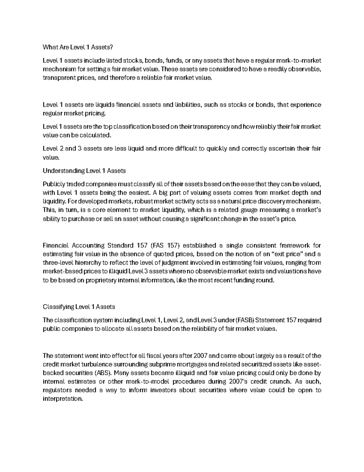 What Are Level 1 Assets - What Are Level 1 Assets? Level 1 assets ...