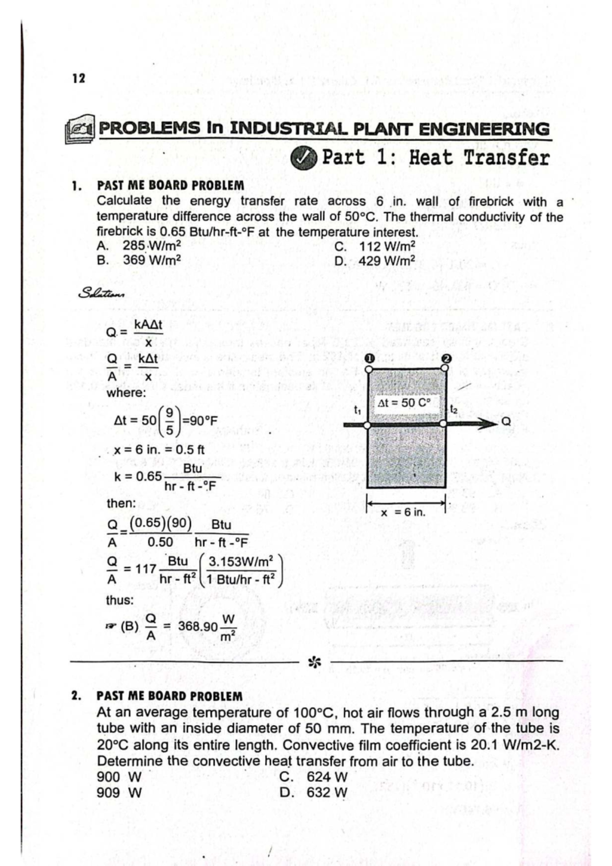 Industrial Plant Engineering (IPE) 12 Problems: Heat Transfer Practice ...