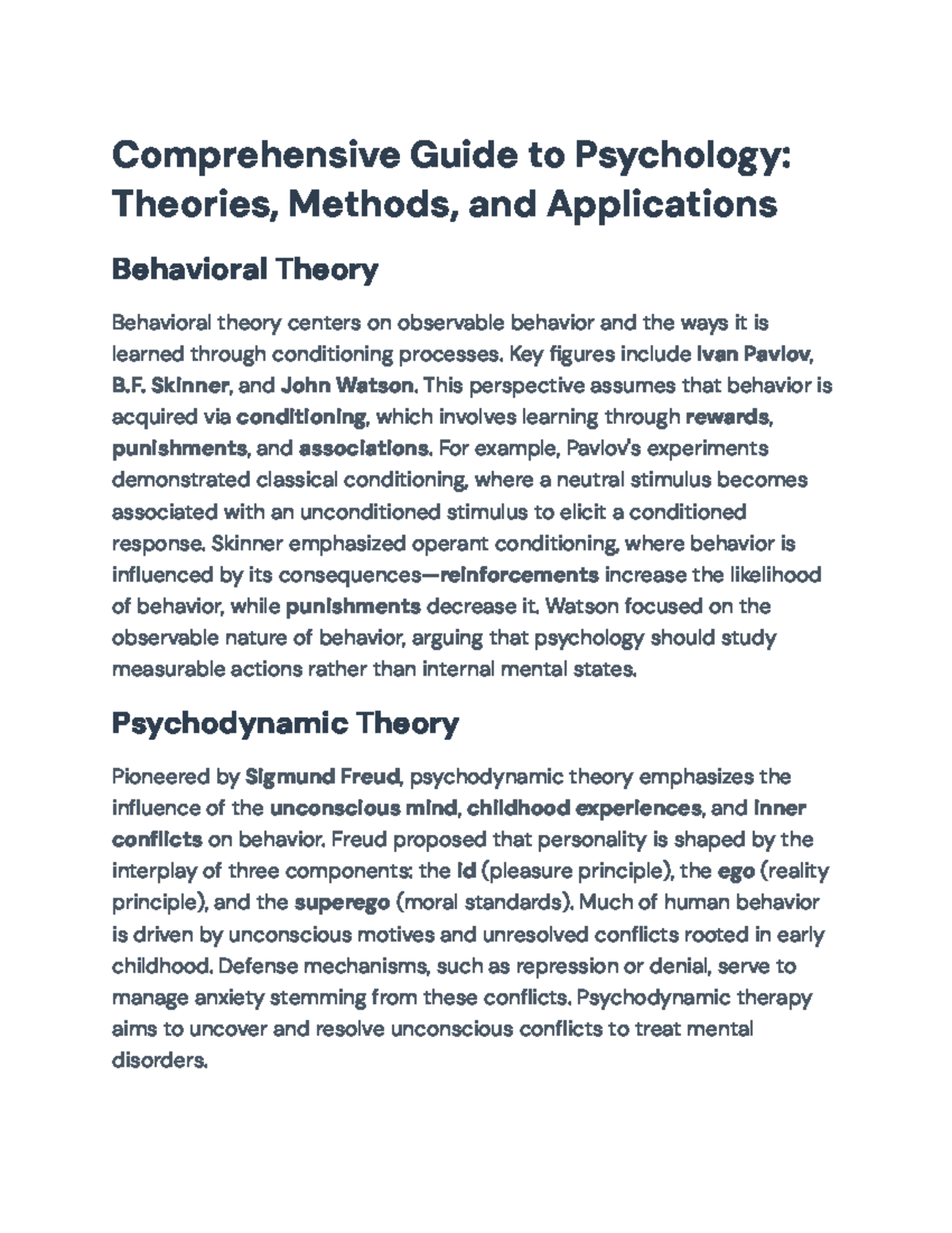 Psychology 101: Comprehensive Overview of Theories and Methods - Studocu
