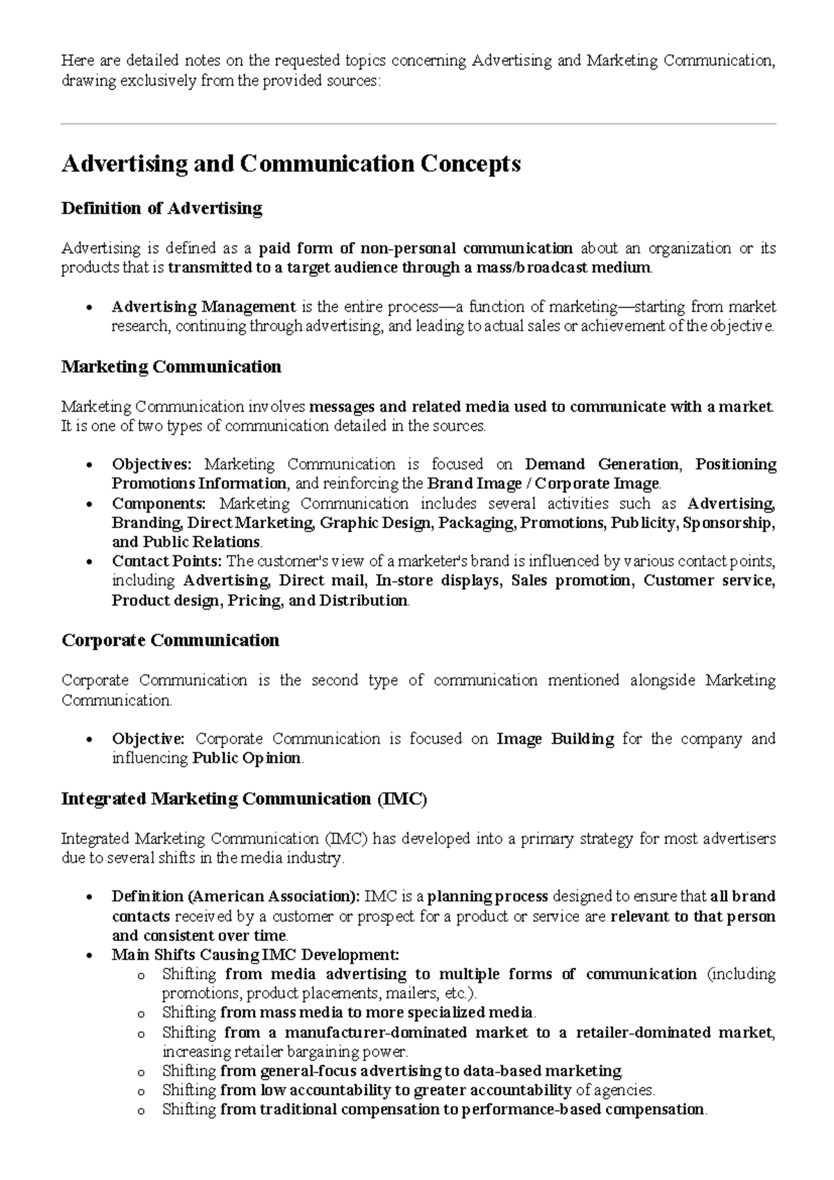 Advertising and Marketing Communication Notes - End Sem - Studocu