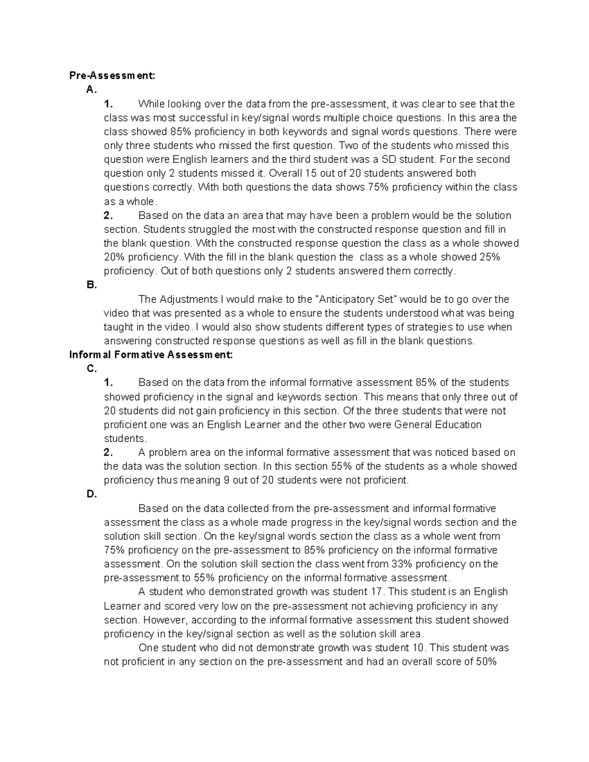 Task 2 D093 - Task 2 complete - Pre-Assessment: A. 1. While looking ...