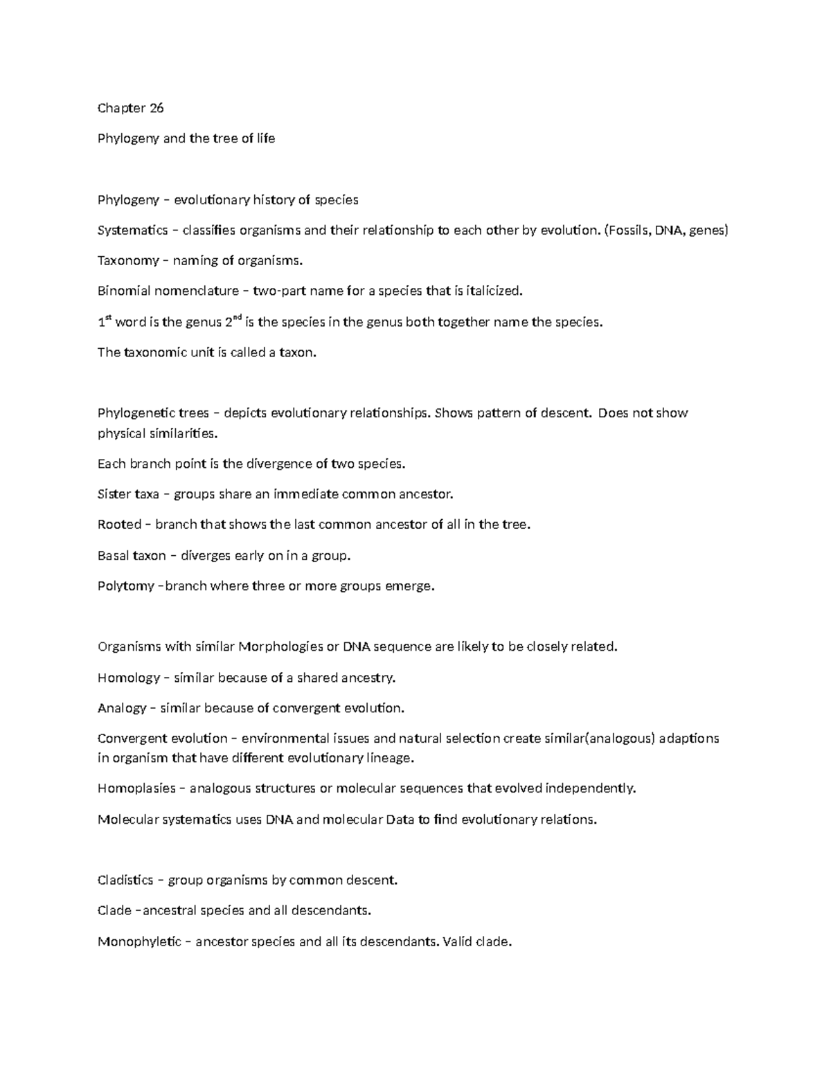 Chapter 26: Phylogeny and the Tree of Life in Evolutionary Biology ...