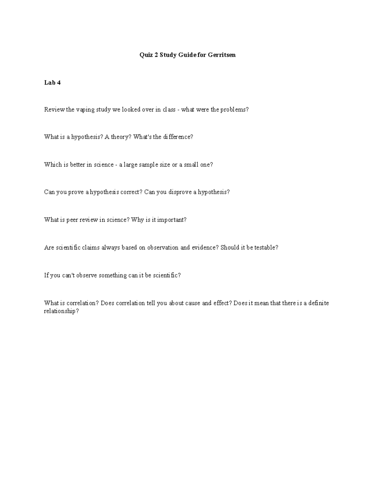 Quiz 2 Study Guide for Gerritsen: Labs 4-6 Key Concepts - Studocu