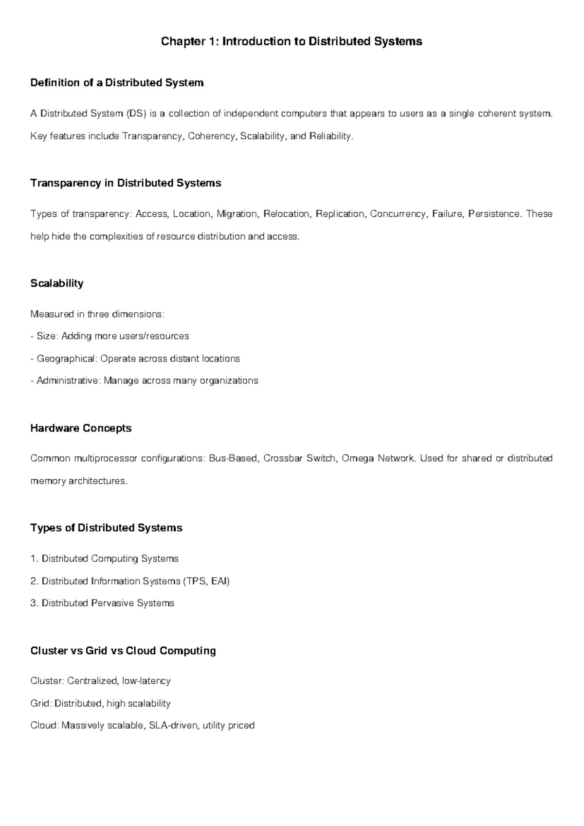 Distributed Systems DS101 Chapter 1: Introductory Notes - Studocu
