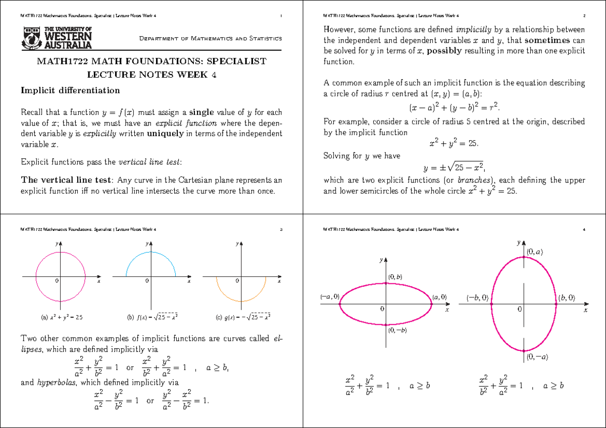 MATH1722 Mathematics Foundations: Specialist | Lecture Notes Week 4 ...