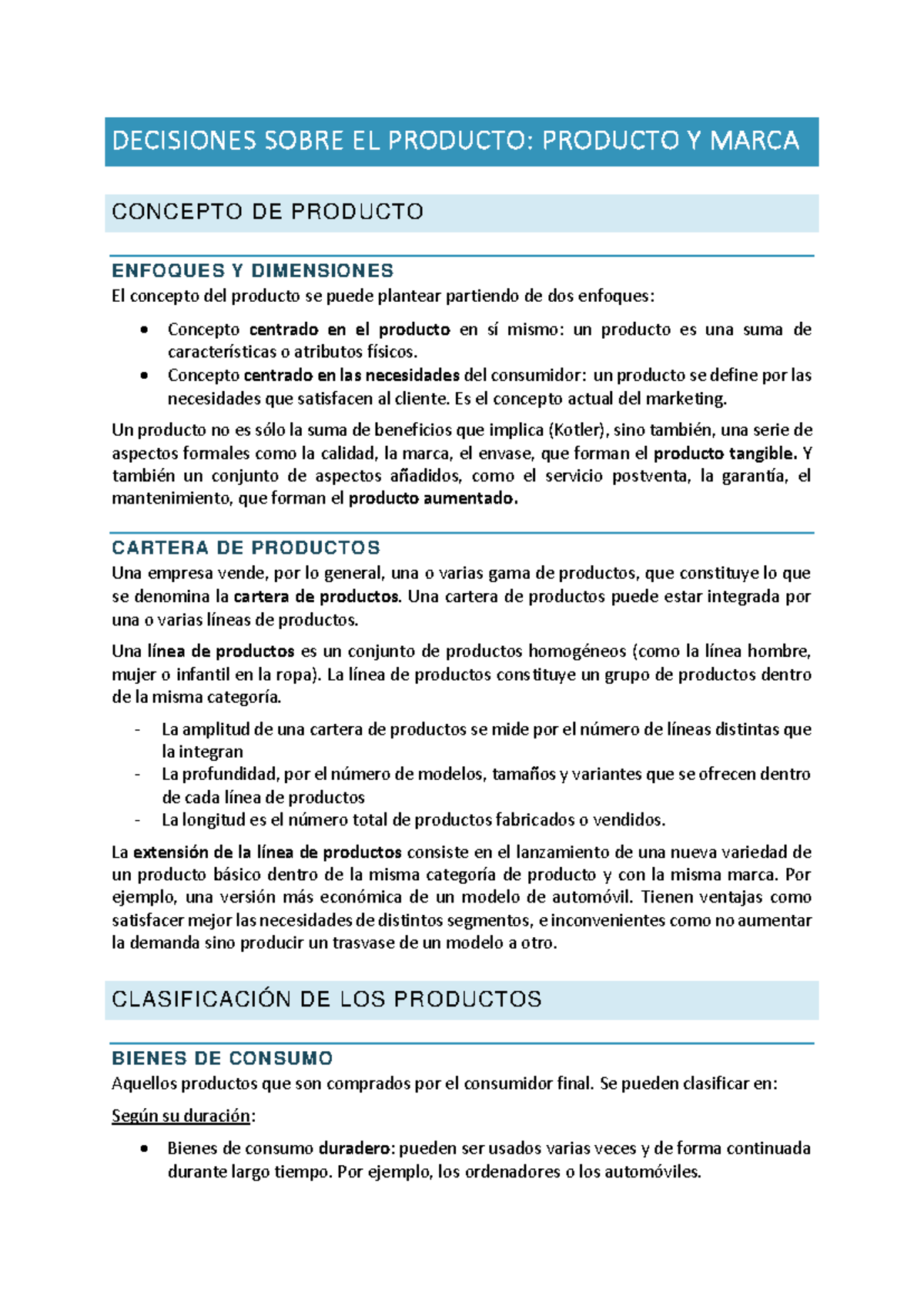 Apuntes de Marketing (MKT101): Estrategias de Producto y Precio - Studocu
