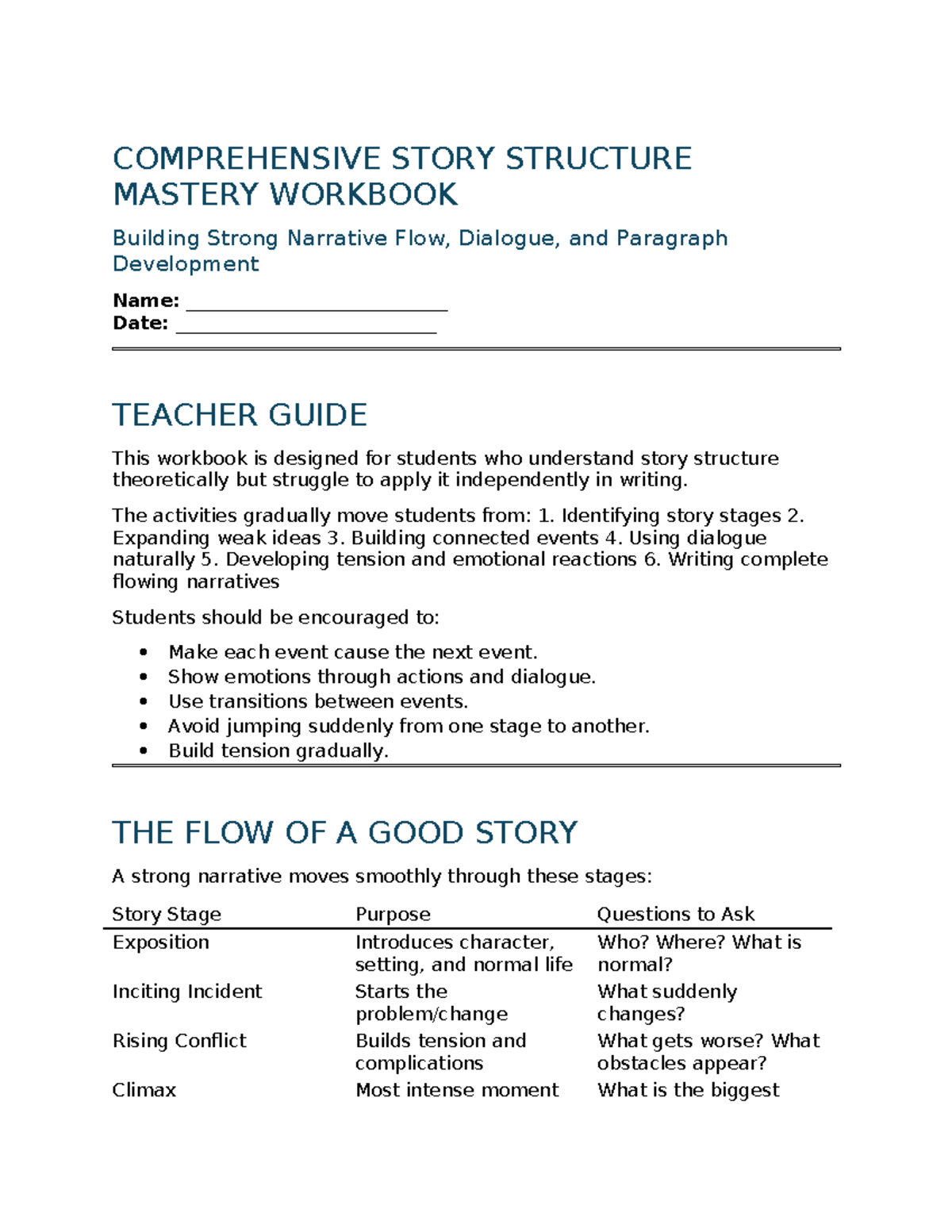 COMPREHENSIVE STORY STRUCTURE MASTERY WORKBOOK: Enhancing Narrative ...