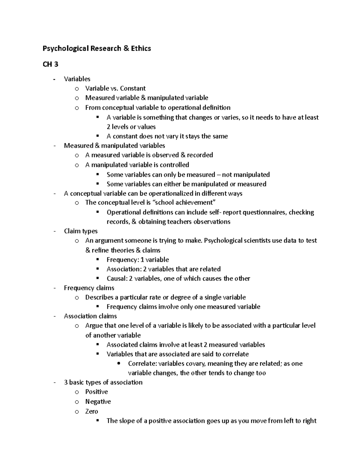 PSY 260 CH 3 - chapter 3 notes - Psychological Research & Ethics CH 3 ...