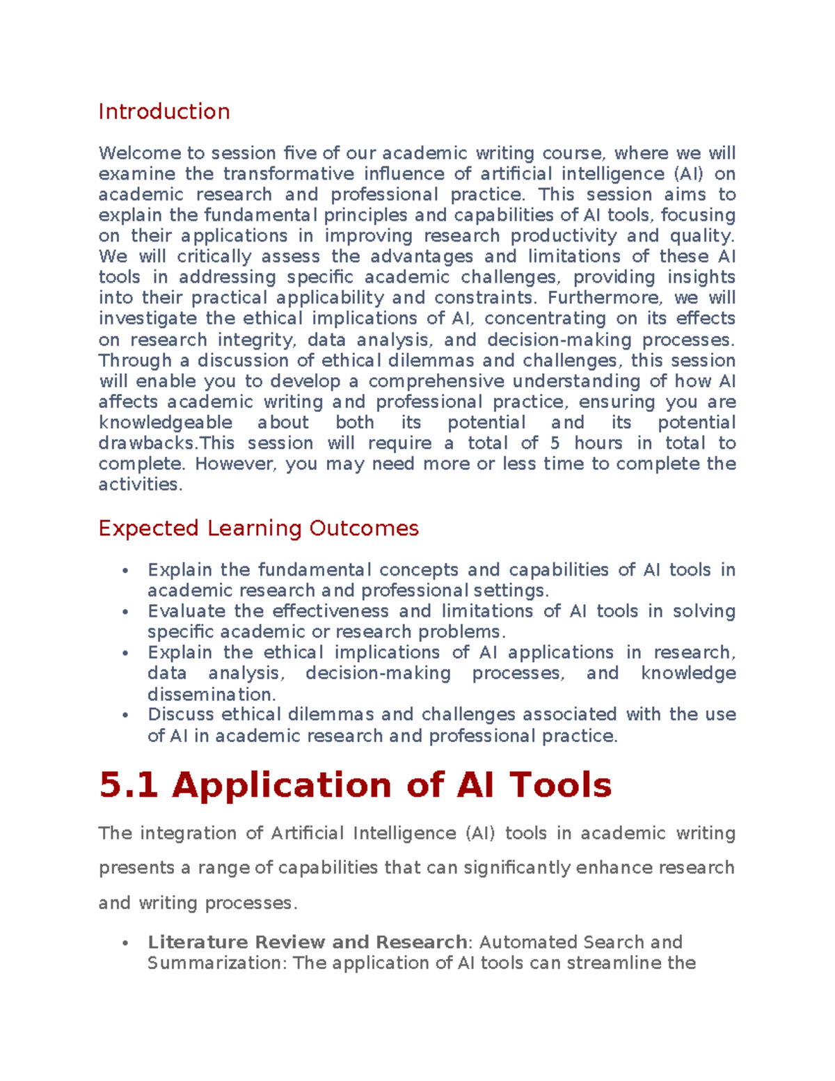 Ethical Use of AI in Research Writing: Insights from Session 5 - Studocu