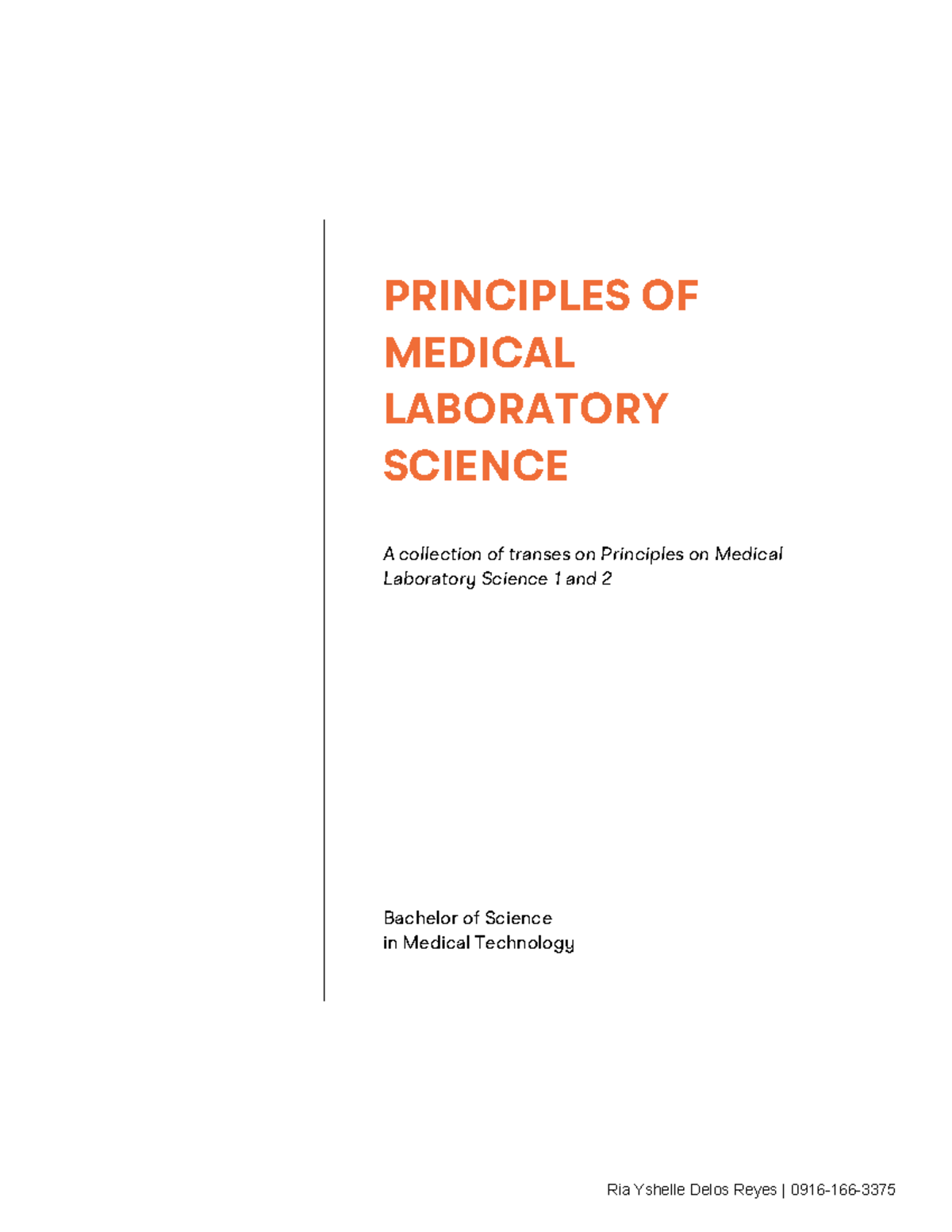 Principles of Medical technology - PRINCIPLES OF MEDICAL LABORATORY ...
