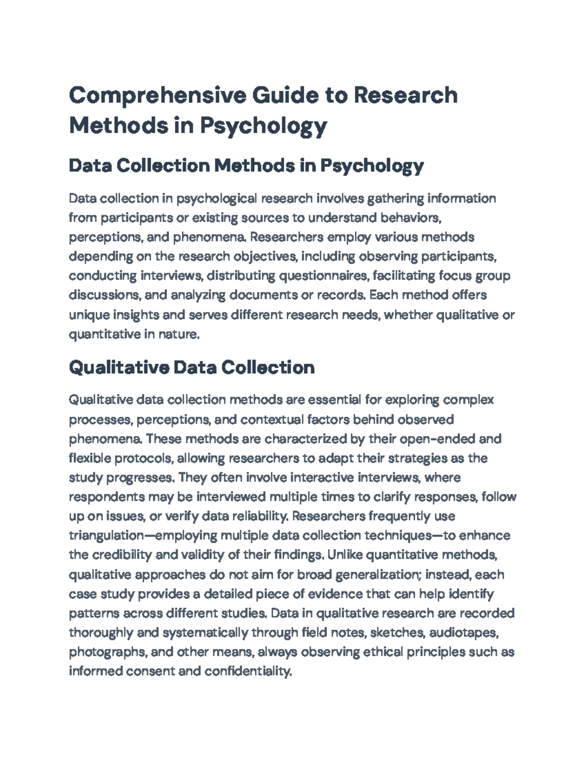 Comprehensive Guide to Research Methods: Data Collection in Psychology ...
