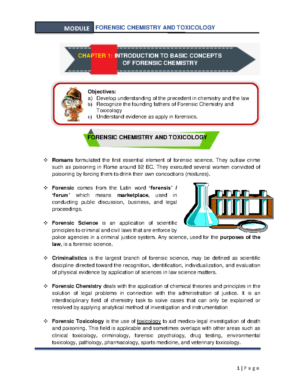 FORC 101: Chapter 1 - Intro to Forensic Chemistry & Toxicology - Studocu