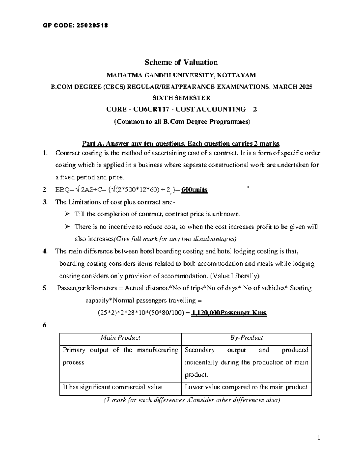 2025 March Cost Accounting 2 QP CODE: 25020518 Exam Notes - Studocu