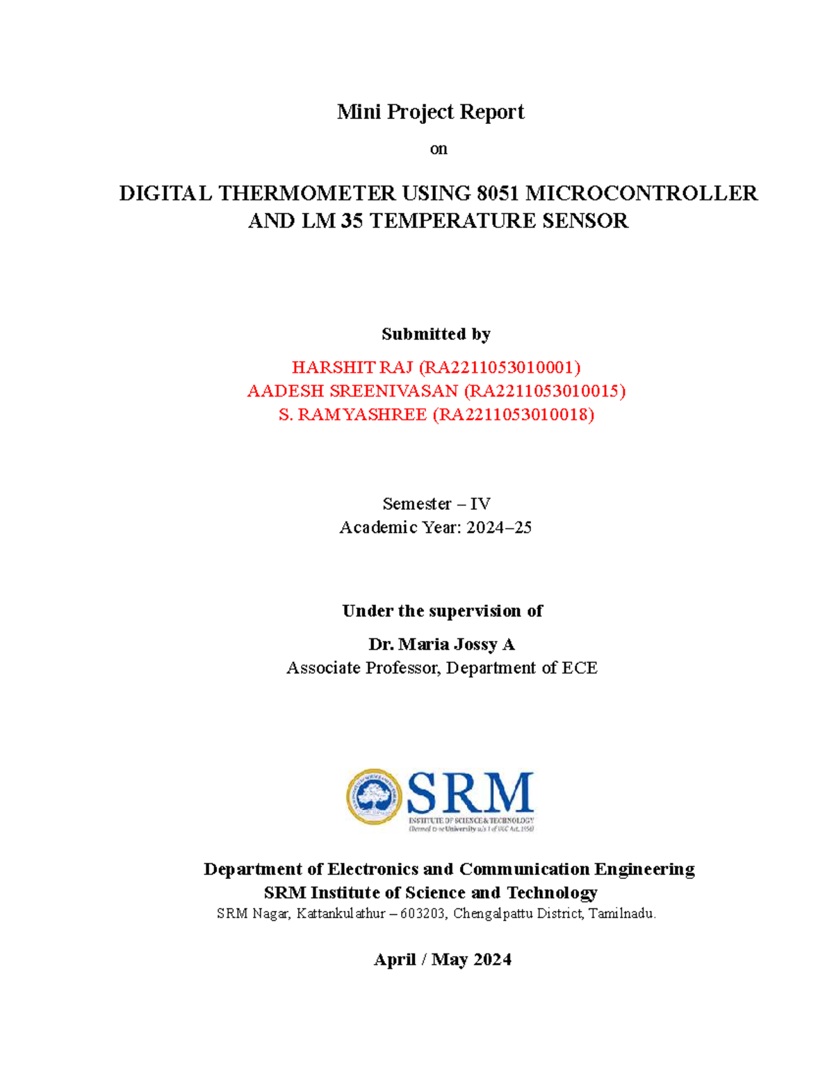 Template Mini Project Report 21ECC222L - Mini Project Report on DIGITAL ...