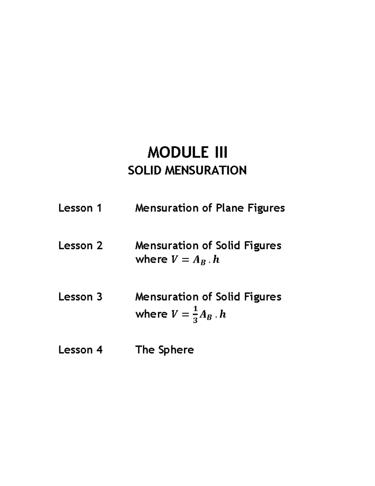 Lesson 1 - Introduction to Solid Mensuration in Engg Math (ENGR 101 ...