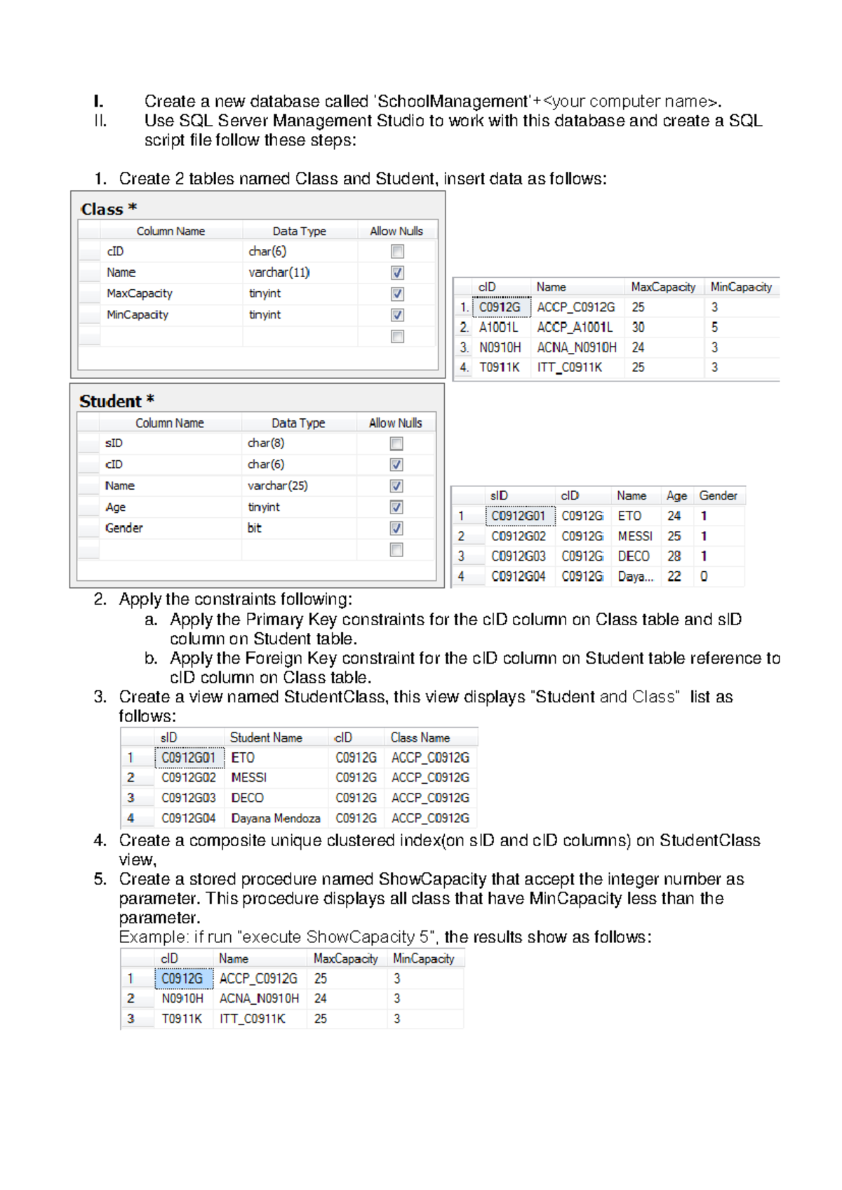 Database Management: SQL Procedures and Constraints for SchoolMgmt ...