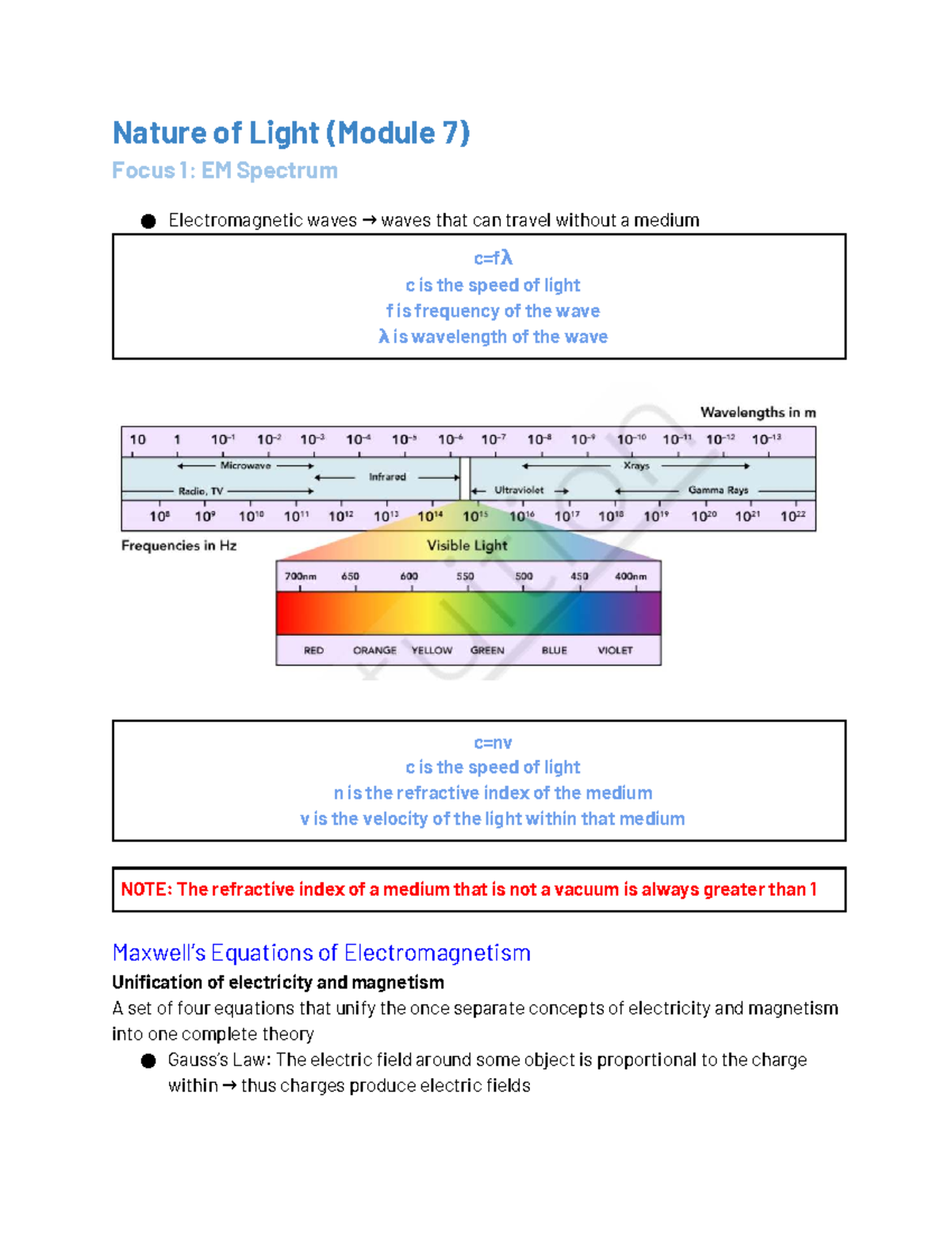 Phys Mod 7 - Notes on the Nature of Light and Electromagnetic Waves ...