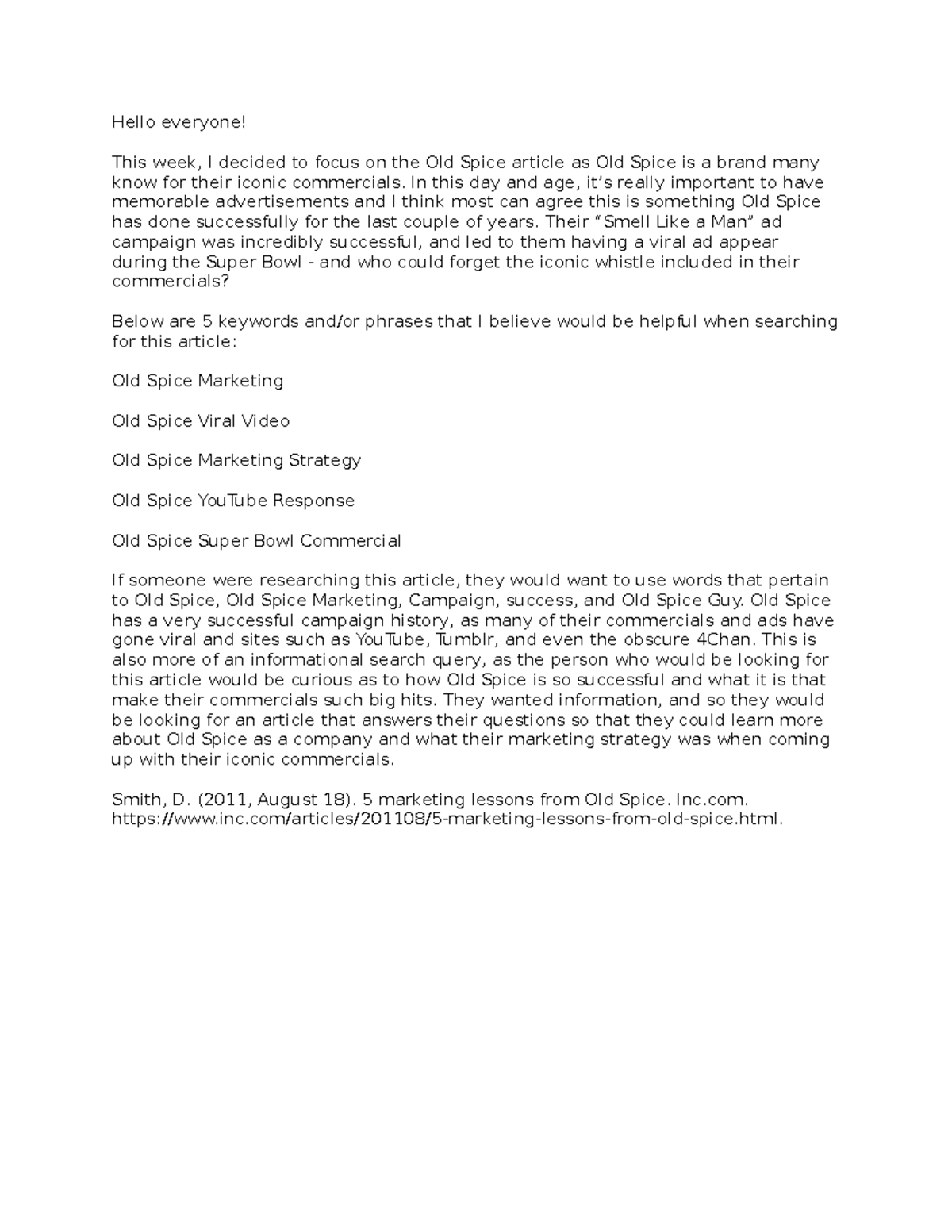COM 311 Module 6 Weekly Discussion Post 6 - Hello everyone! This week ...