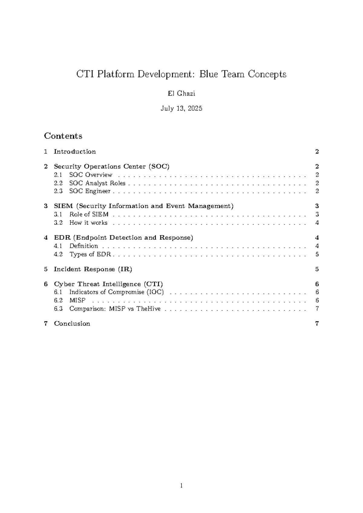 CTI-1: Blue Team Concepts for CTI Platform Development Notes - Studocu