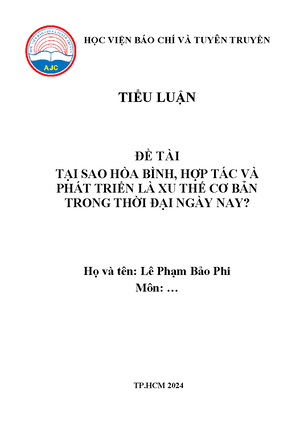 [Solved] phn tch quan nim ca H Ch Minh v ng cm quyn ngha - Học viện ...