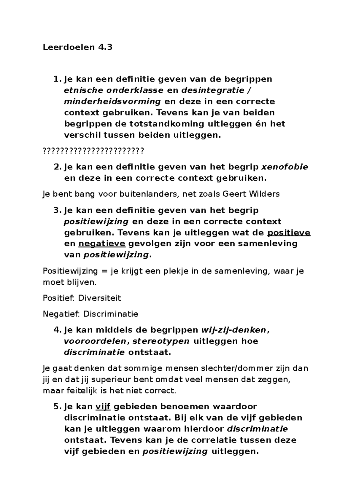 Leerdoelen Pluriform 4.3 - Leerdoelen 4. 1. Je kan een definitie geven ...