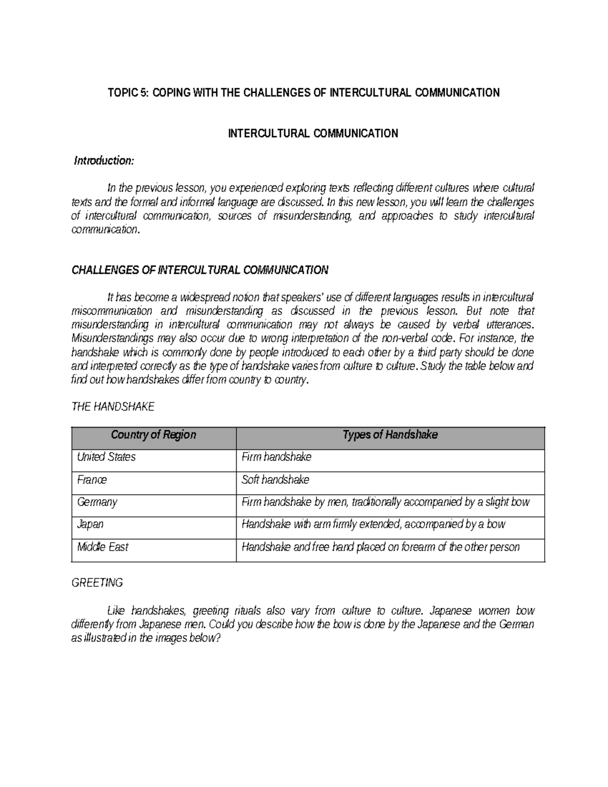 Coping with Challenges in Intercultural Communication (Comm 101) - Studocu