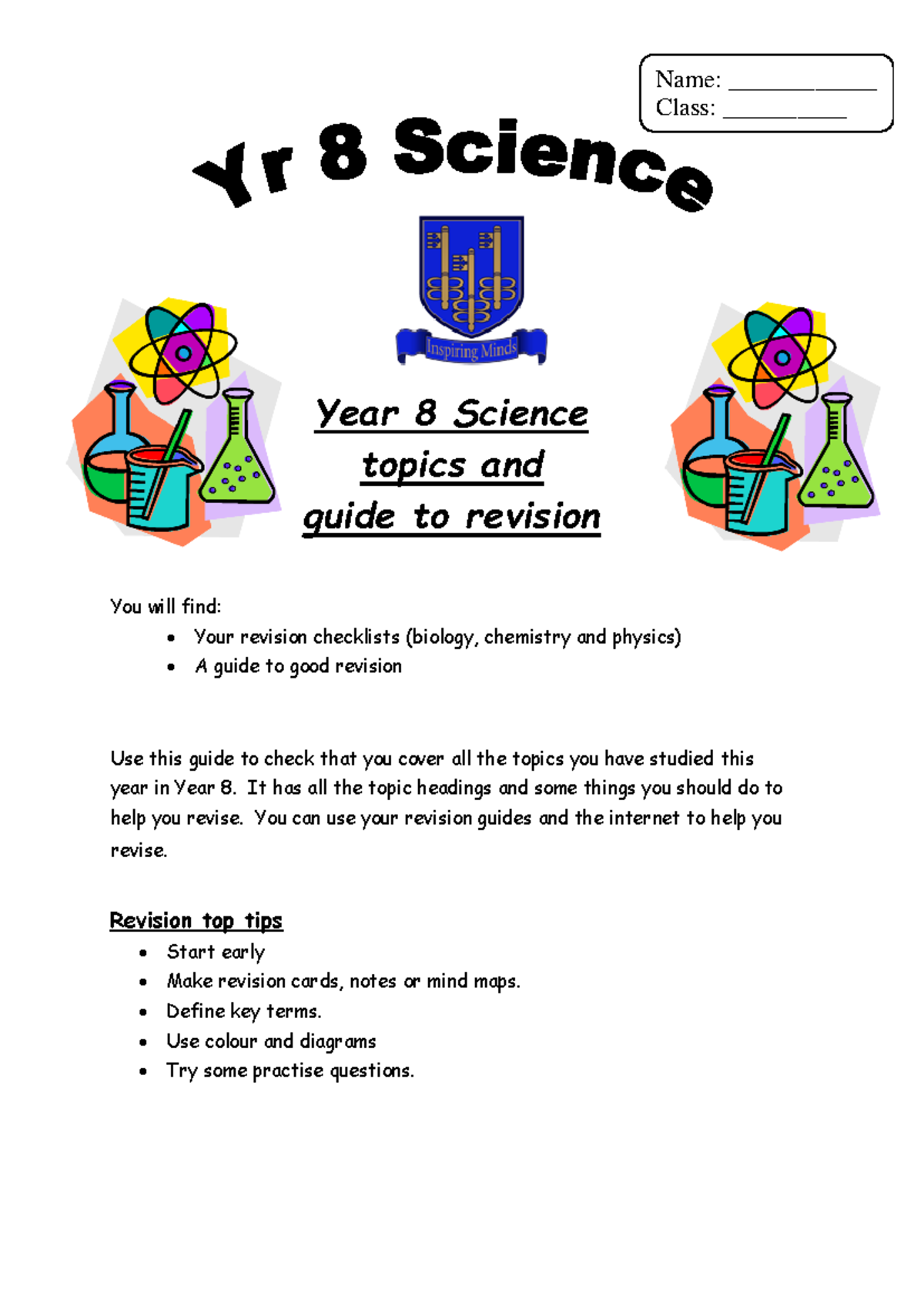 Year 8 Science Revision Guide: Key Topics and Study Tips - Studocu