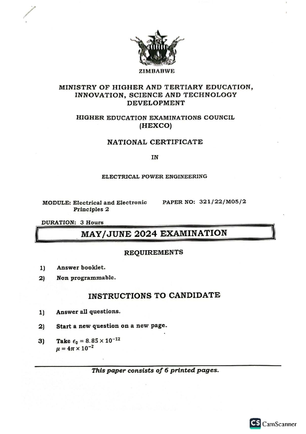 EEP2 2024 - National Certificate in Electrical Power Engineering Exam ...