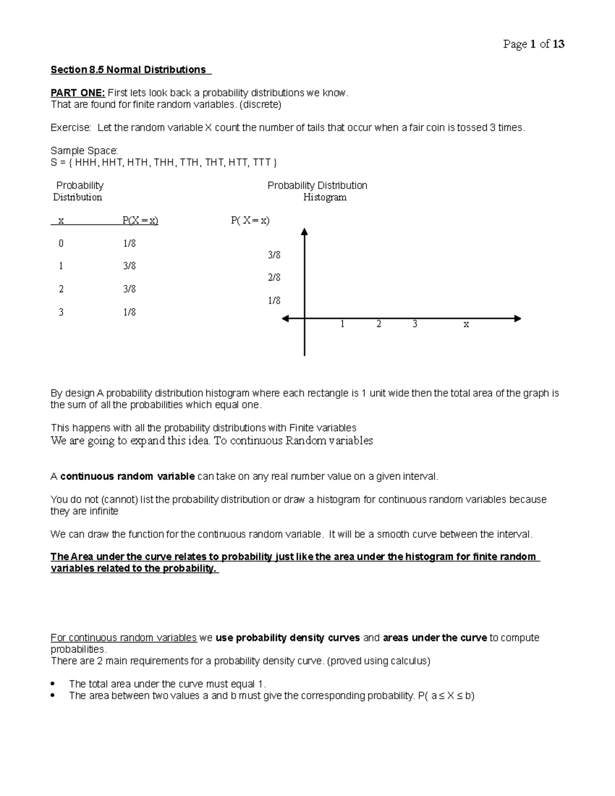 Math 120 Lecture Notes: Understanding Normal Distributions in Depth ...